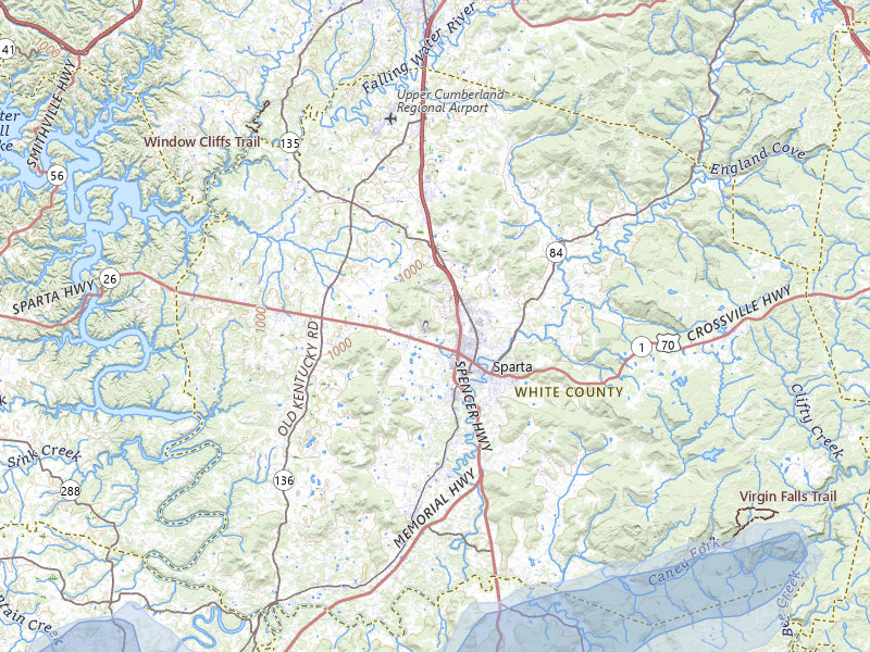 NEXRAD radar-signature map of the hail storm over Sparta, TN on Jul 5, 2026