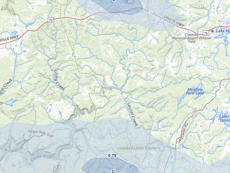 NEXRAD radar-signature map of the hail storm over Sparta, TN on Aug 17, 2026
