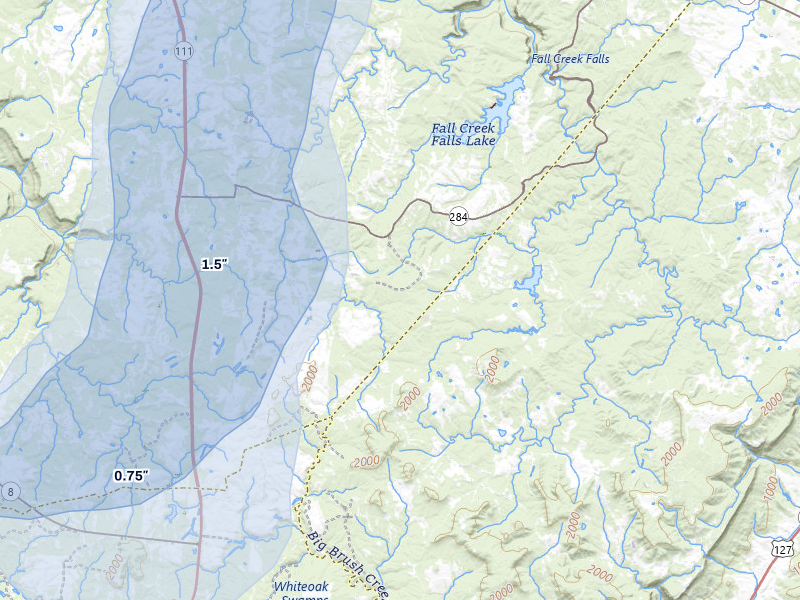 NEXRAD radar-signature map of the hail storm over Spencer, TN on Aug 7, 2026