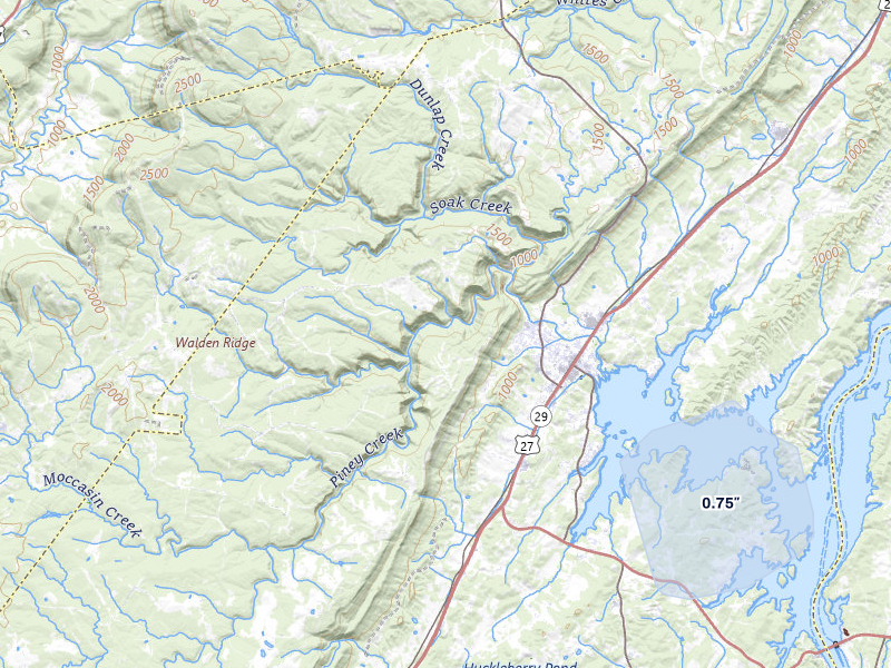 NEXRAD radar-signature map of the hail over Spring City, TN