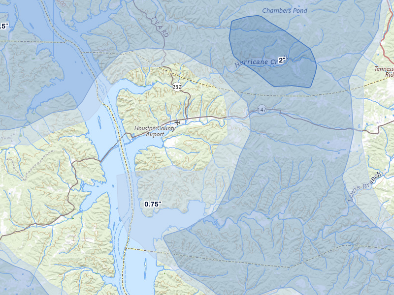 NEXRAD radar-signature map of the hail over Stewart, TN
