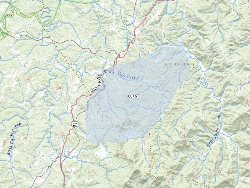 NEXRAD radar-signature map of the hail storm over Sunbright, TN on Apr 1, 2026