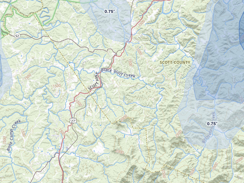 NEXRAD radar-signature map of the hail storm over Sunbright, TN on Jul 3, 2026