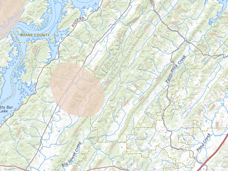 Radar-estimated hail-size map of the storm over Ten Mile, TN