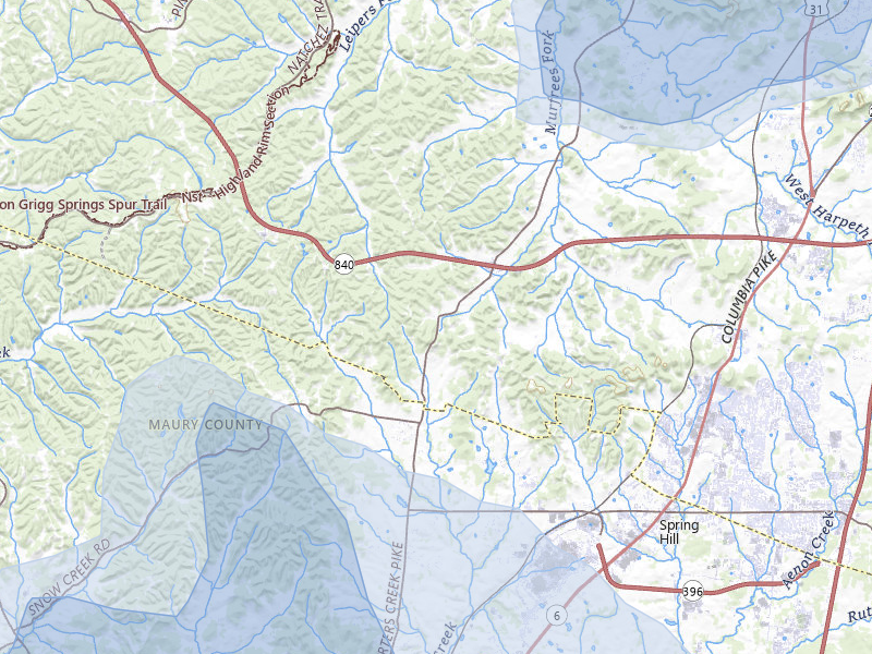 NEXRAD radar-signature map of the hail storm over Thompsons Station, TN on Jul 3, 2026