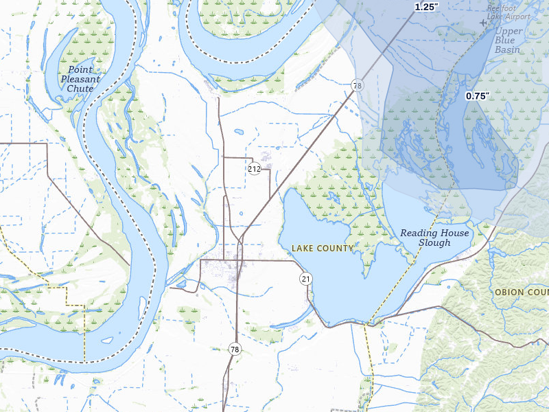 NEXRAD radar-signature map of the hail storm over Tiptonville, TN on Jun 9, 2026