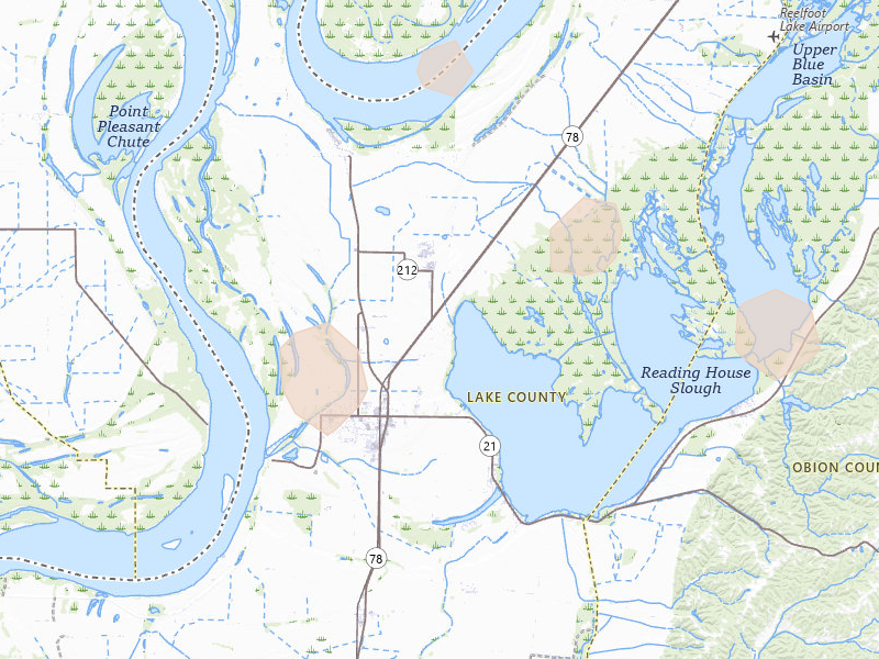 Radar-estimated hail-size map of the storm over Tiptonville, TN on Jul 9, 2026