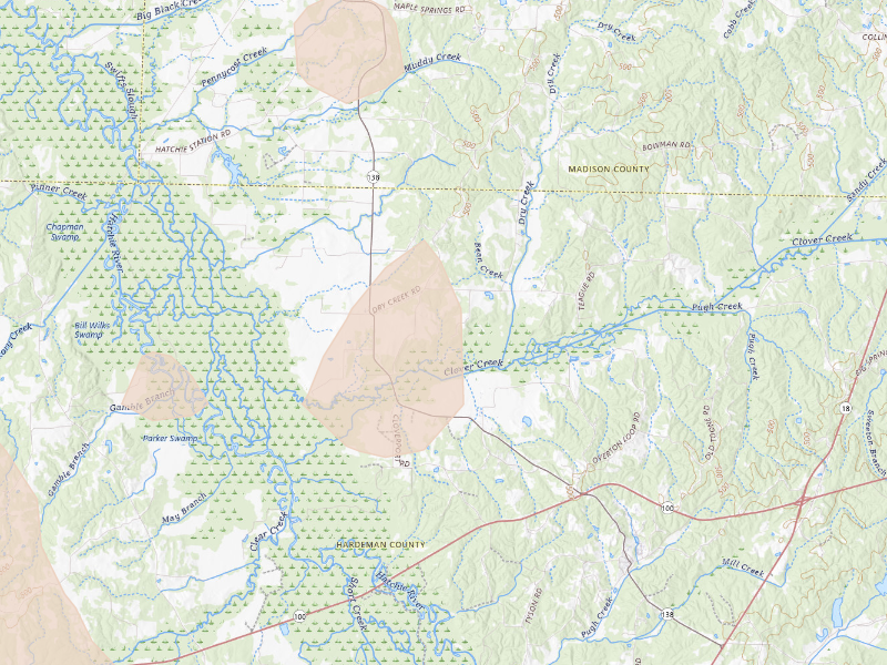 Radar-estimated hail-size map of the storm over Toone, TN
