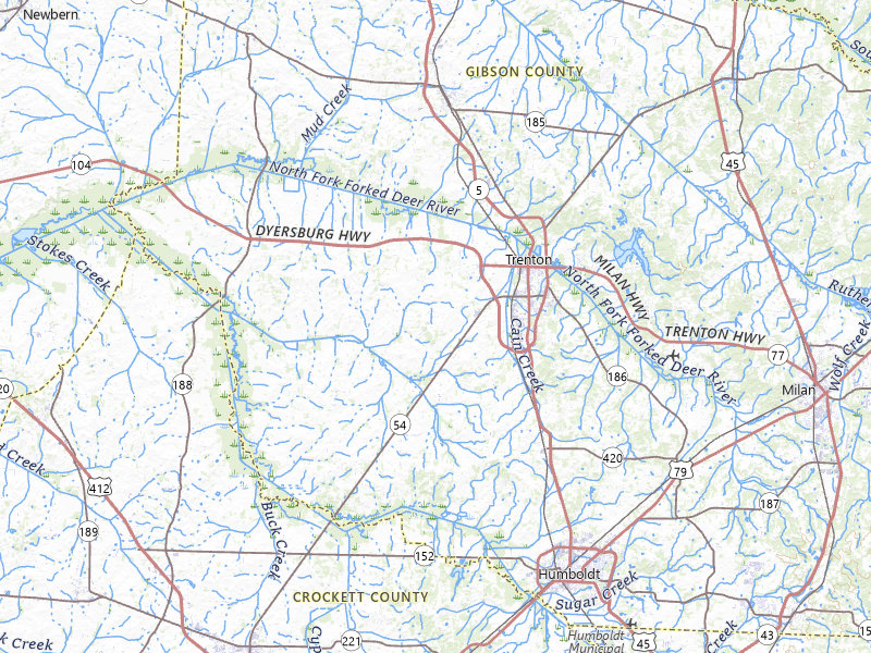 NEXRAD radar-signature map of the hail over Trenton, TN