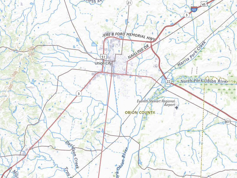 Radar-estimated hail-size map of the storm over Union City, TN