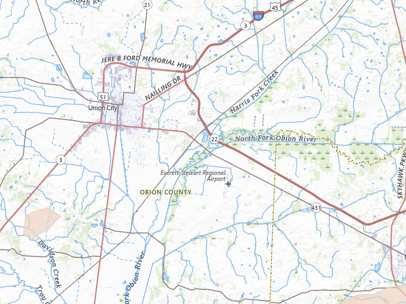 Radar-estimated hail-size map of the storm over Union City, TN on Jun 9, 2026
