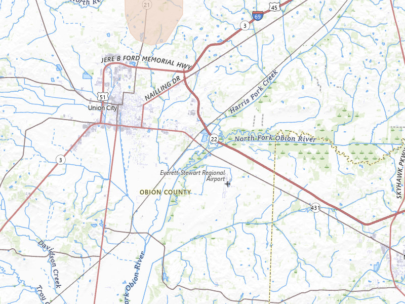 Radar-estimated hail-size map of the storm over Union City, TN on Jul 4, 2026