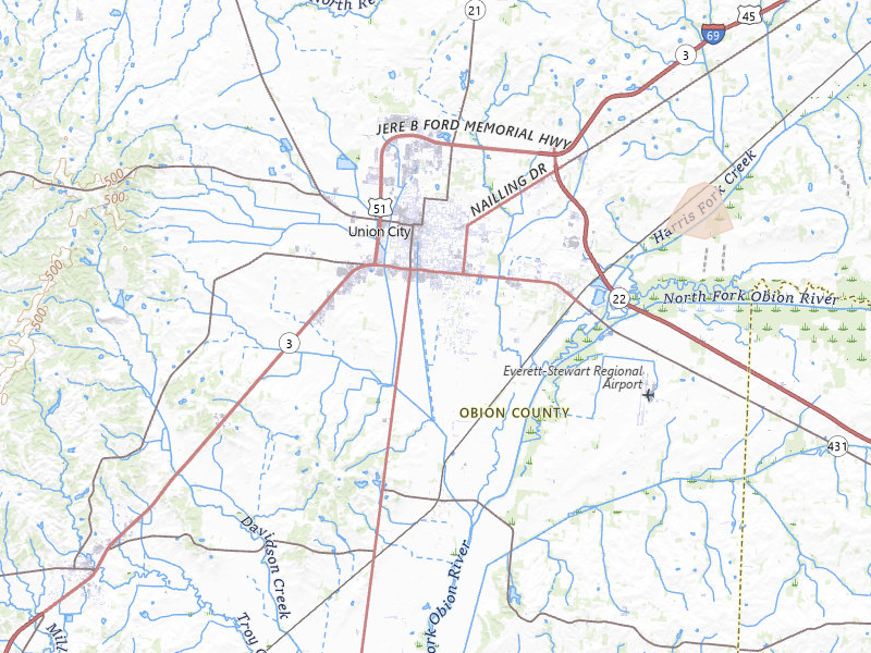 Radar-estimated hail-size map of the storm over Union City, TN on Jul 9, 2026