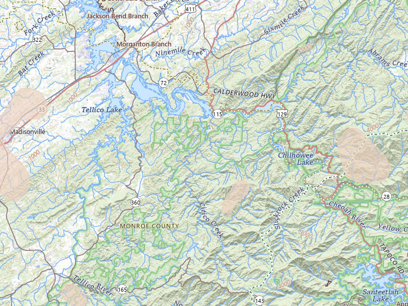 Radar-estimated hail-size map of the storm over Vonore, TN on Jul 3, 2026