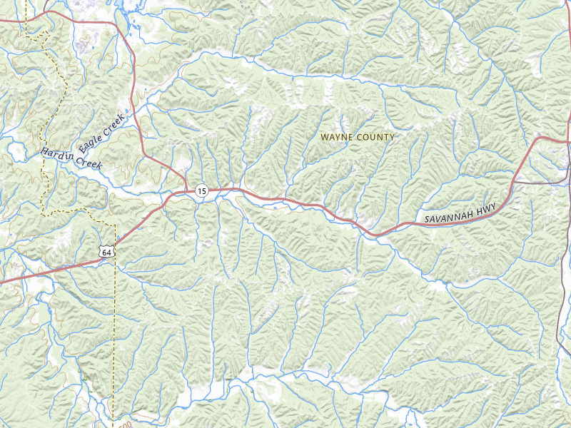 NEXRAD radar-signature map of the hail over Waynesboro, TN