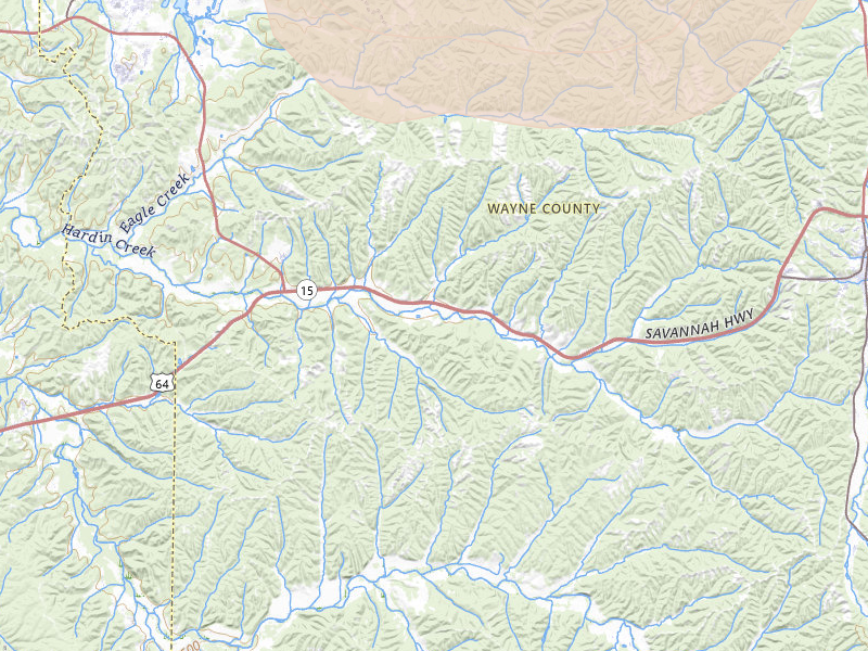 Radar-estimated hail-size map of the storm over Waynesboro, TN on Jun 1, 2026