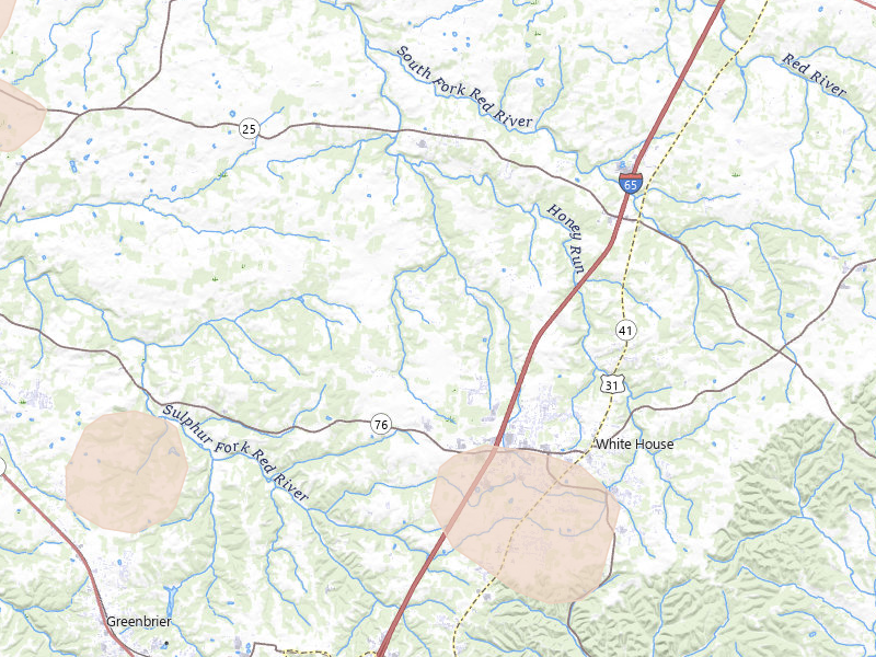 Radar-estimated hail-size map of the storm over White House, TN on Jun 9, 2026