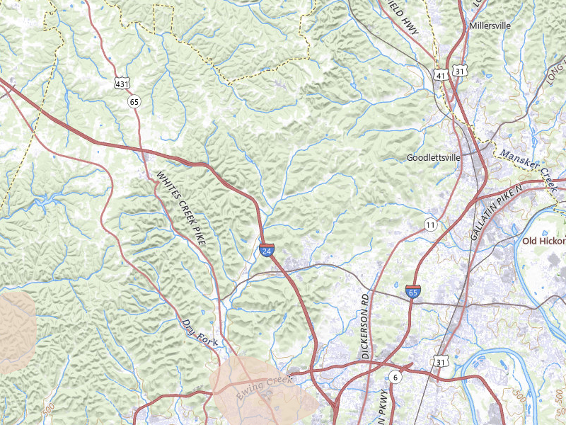 Radar-estimated hail-size map of the storm over Whites Creek, TN on Jun 9, 2026