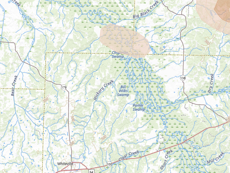 Radar-estimated hail-size map of the storm over Whiteville, TN on Aug 20, 2026