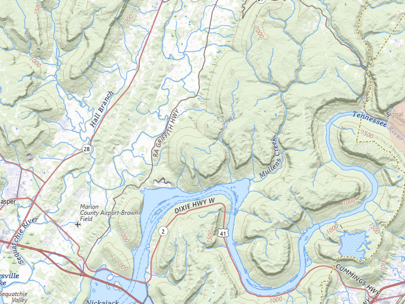 Radar-estimated hail-size map of the storm over Whitwell, TN on Jul 3, 2026