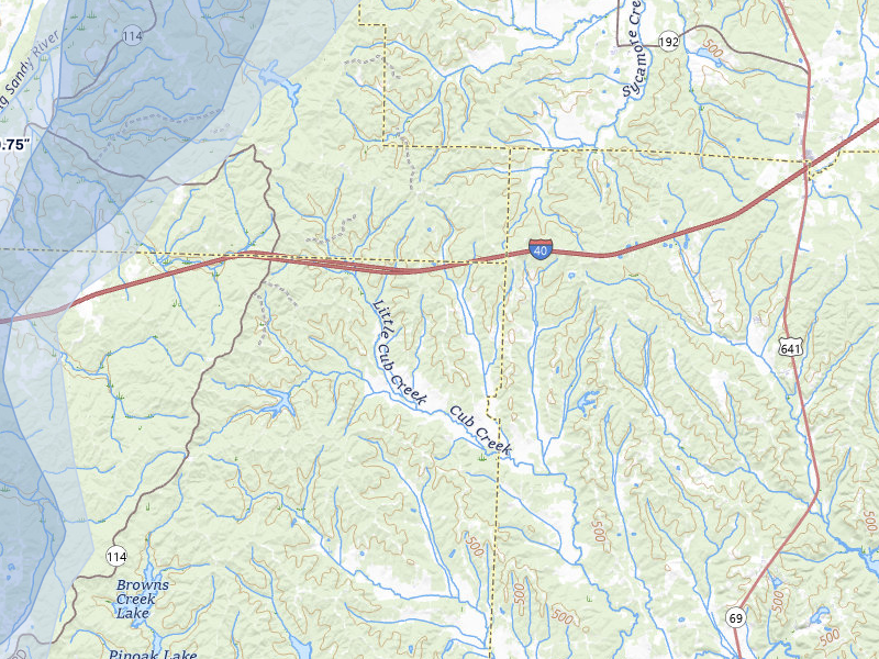 NEXRAD radar-signature map of the hail storm over Wildersville, TN on Jul 5, 2026