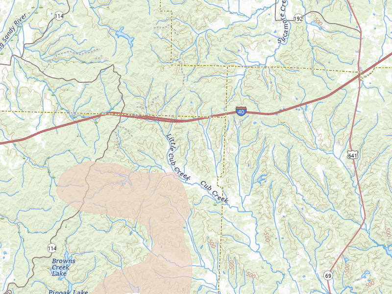 Radar-estimated hail-size map of the storm over Wildersville, TN on Jul 9, 2026