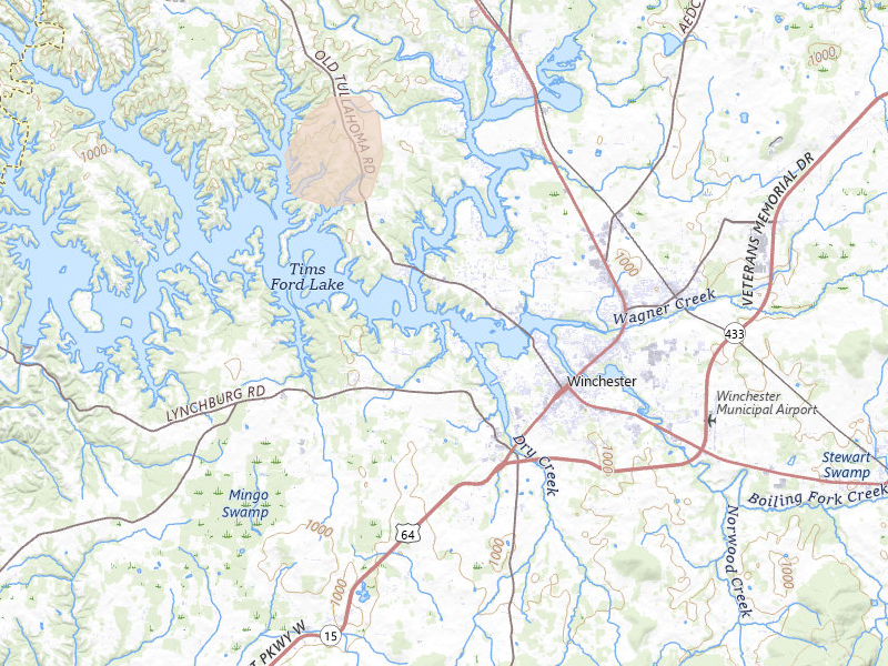 Radar-estimated hail-size map of the storm over Winchester, TN