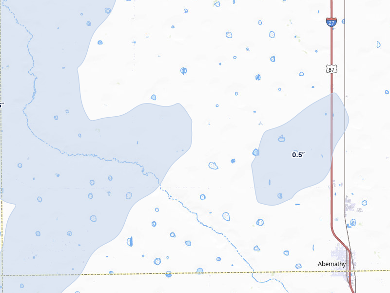 NEXRAD radar-signature map of the hail storm over Abernathy, TX on Jun 29, 2026
