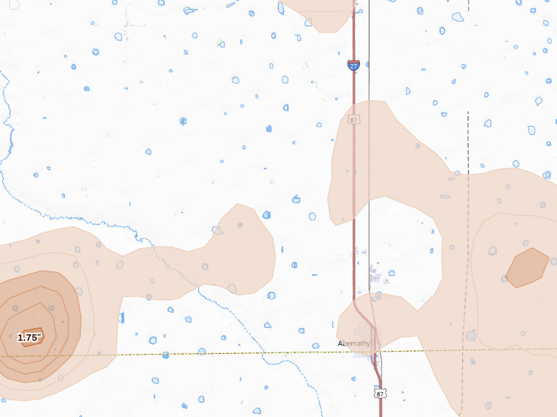Radar-estimated hail-size map of the storm over Abernathy, TX