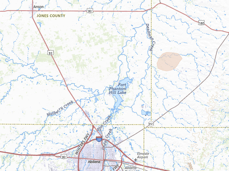 Radar-estimated hail-size map of the storm over Abilene, TX on Apr 17, 2026