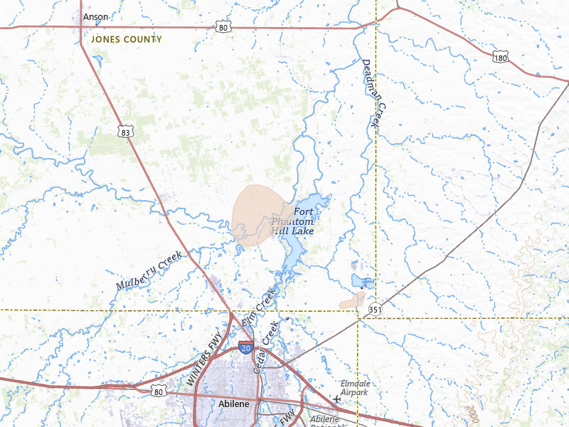 Radar-estimated hail-size map of the storm over Abilene, TX on May 22, 2026
