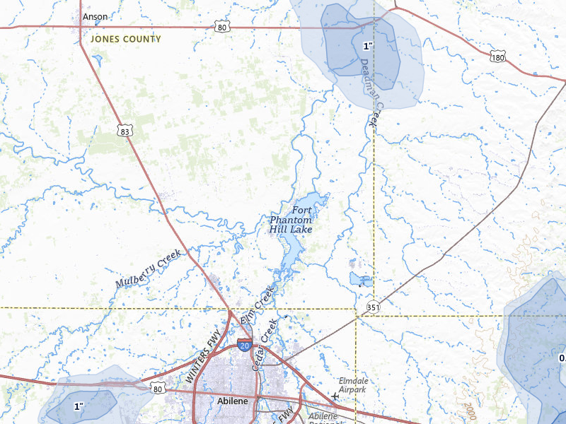 NEXRAD radar-signature map of the hail storm over Abilene, TX on May 28, 2026