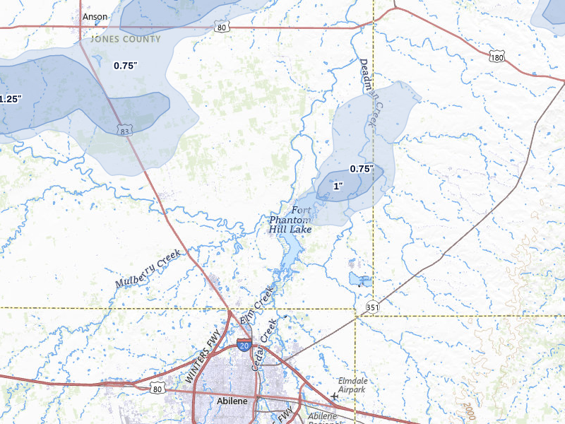 NEXRAD radar-signature map of the hail storm over Abilene, TX on Jun 6, 2026