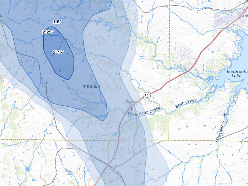 NEXRAD radar-signature map of the hail storm over Aledo, TX on May 28, 2026