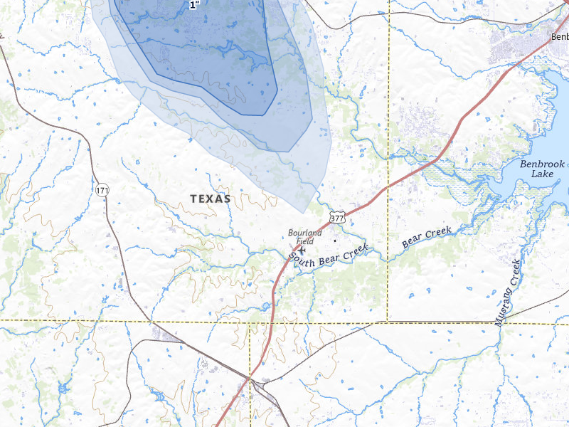 NEXRAD radar-signature map of the hail storm over Aledo, TX on Jul 6, 2026