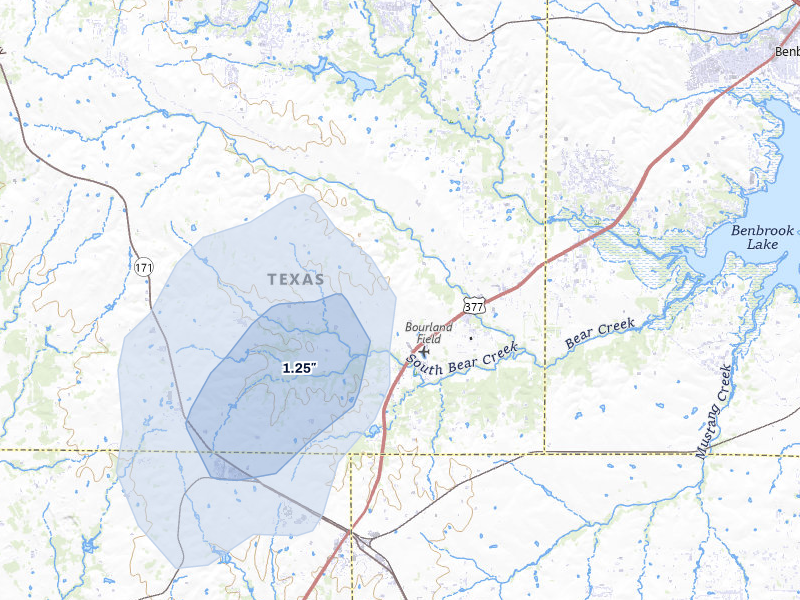 NEXRAD radar-signature map of the hail storm over Aledo, TX on Jul 7, 2026