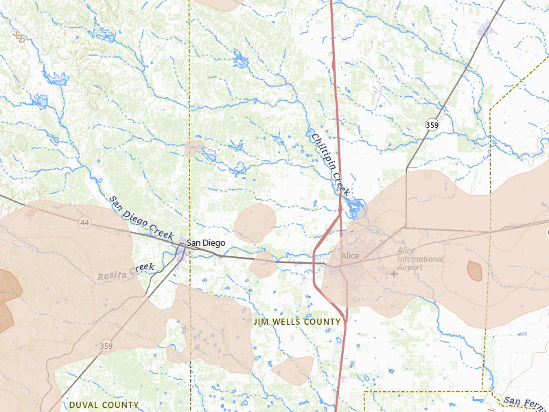 Radar-estimated hail-size map of the storm over Alice, TX on May 26, 2026