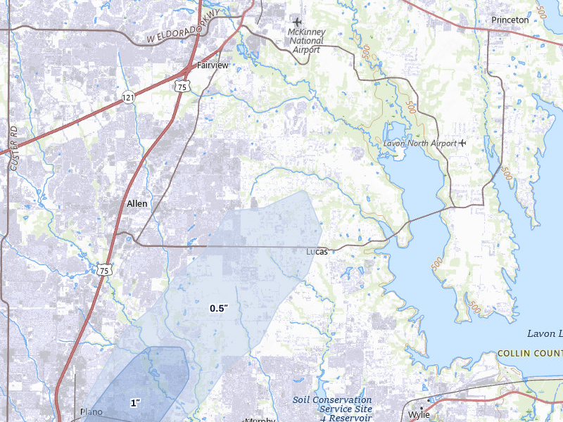 NEXRAD radar-signature map of the hail storm over Allen, TX on Mar 7, 2026