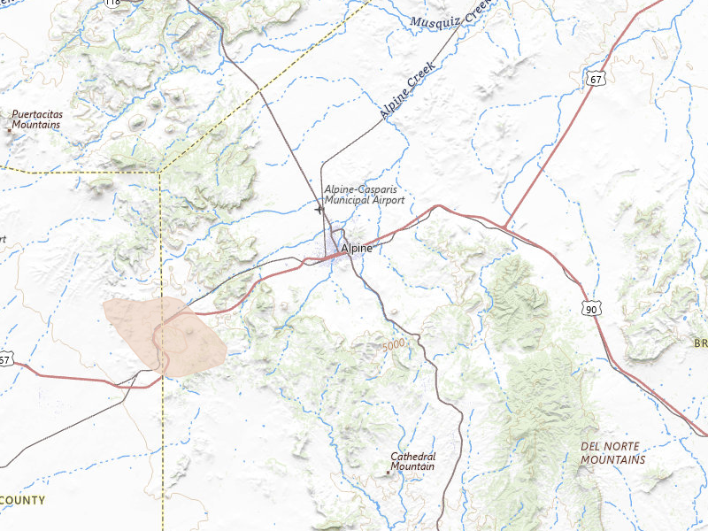 Radar-estimated hail-size map of the storm over Alpine, TX