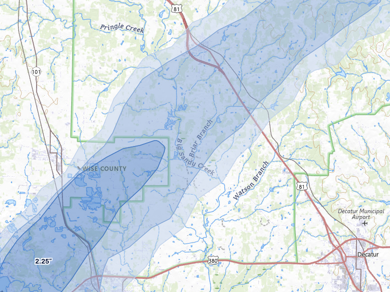 NEXRAD radar-signature map of the hail storm over Alvord, TX on Mar 4, 2026