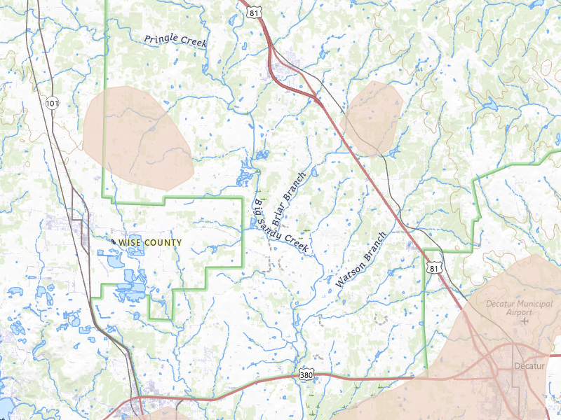 Radar-estimated hail-size map of the storm over Alvord, TX on Mar 10, 2026