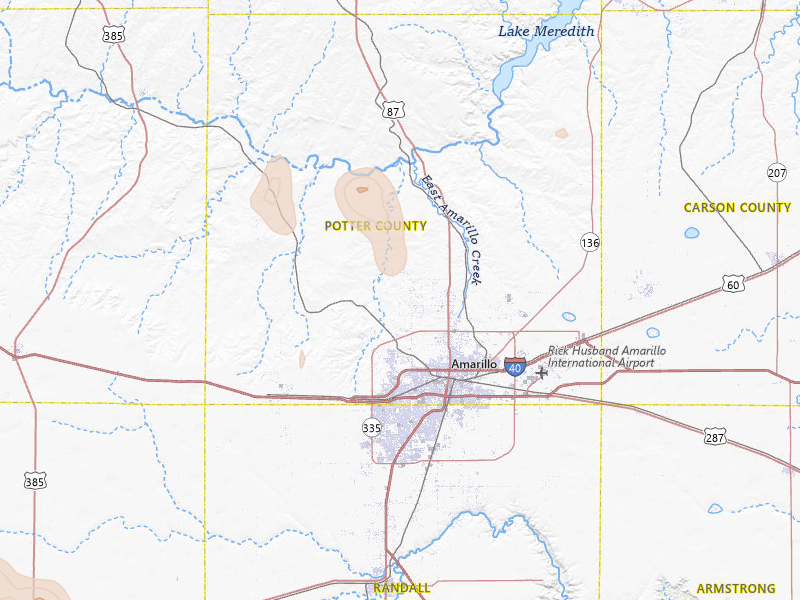 Radar-estimated hail-size map of the storm over Amarillo, TX on May 23, 2026