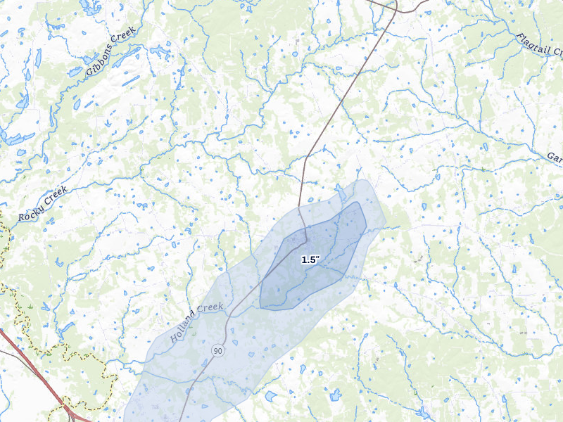 NEXRAD radar-signature map of the hail storm over Anderson, TX on Mar 7, 2026