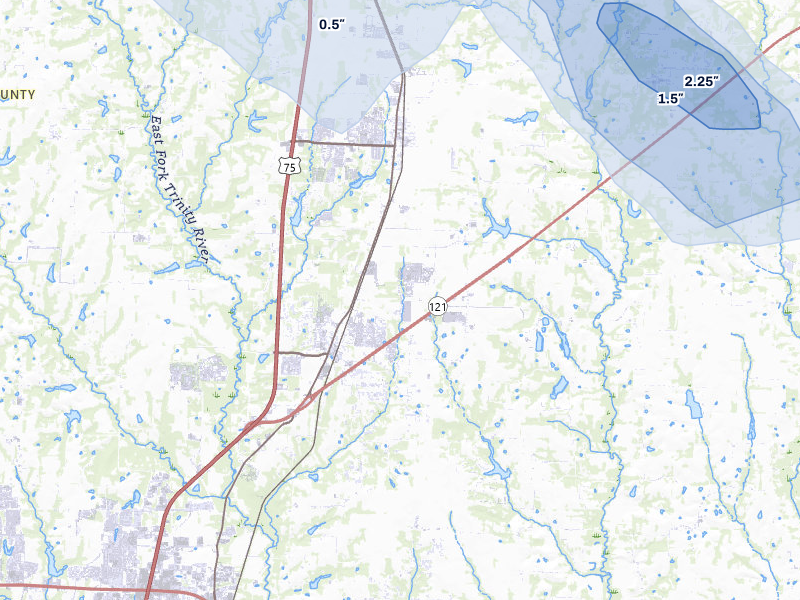 NEXRAD radar-signature map of the hail over Anna, TX