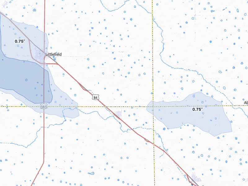 NEXRAD radar-signature map of the hail over Anton, TX