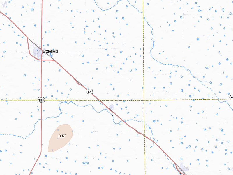 Radar-estimated hail-size map of the storm over Anton, TX on Jun 29, 2026