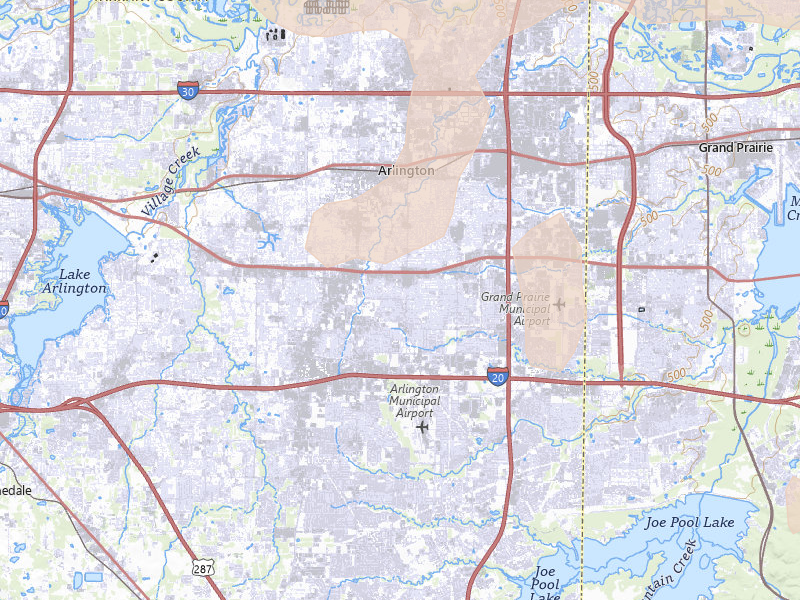 Radar-estimated hail-size map of the storm over Arlington, TX on May 24, 2026