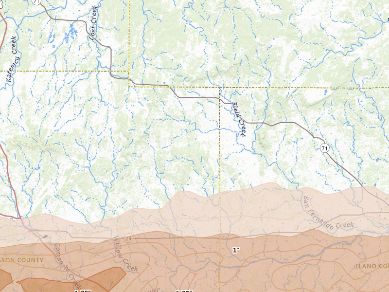 Radar-estimated hail-size map of the storm over Art, TX on May 6, 2026