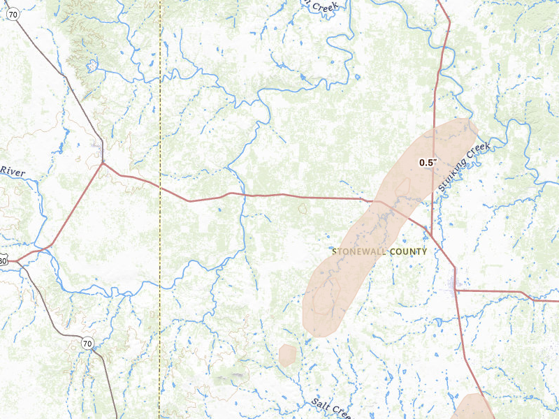 Radar-estimated hail-size map of the storm over Aspermont, TX