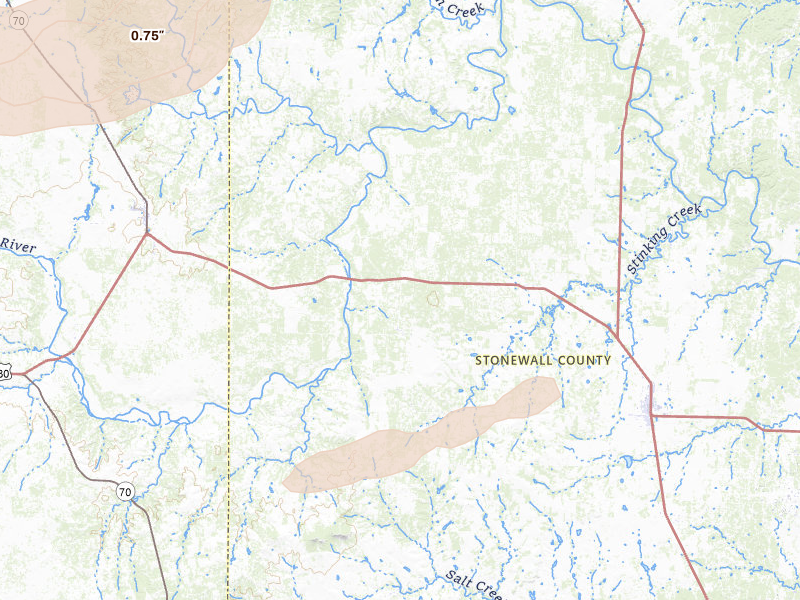 Radar-estimated hail-size map of the storm over Aspermont, TX on Apr 27, 2026